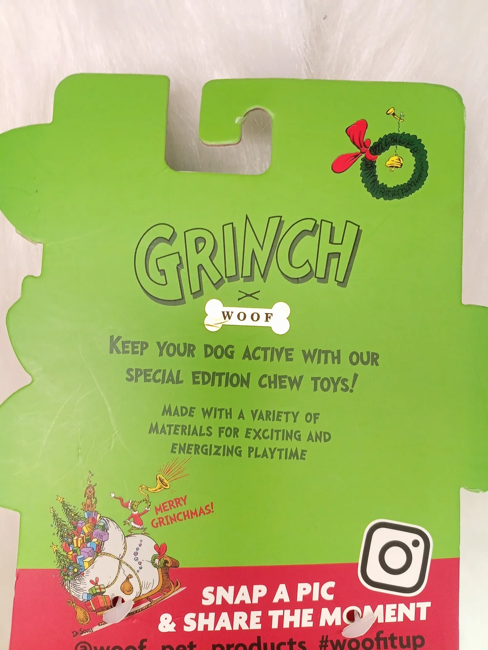 Grinch x Woof Multi-Squeaker Plush Christmas Present Dog Toy